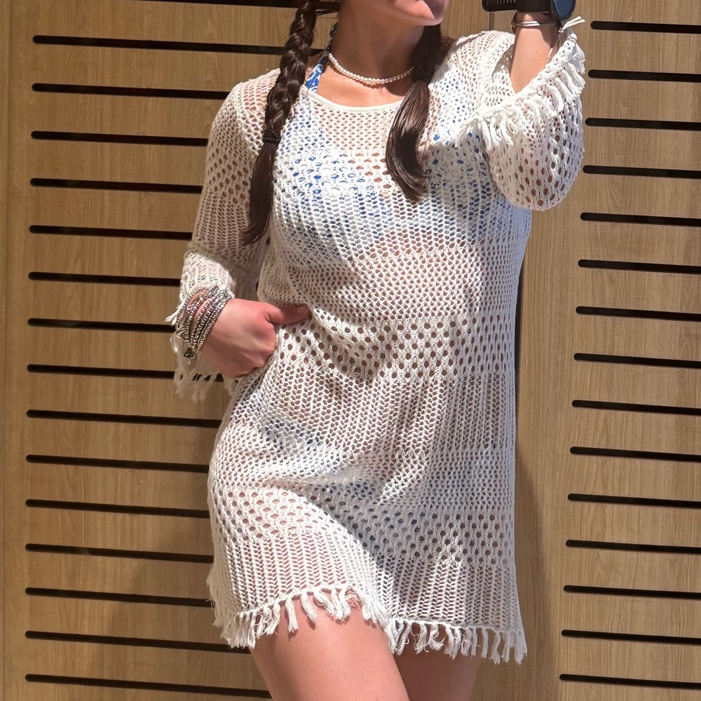 Tommy Bahama White Crochet Swim Coverup